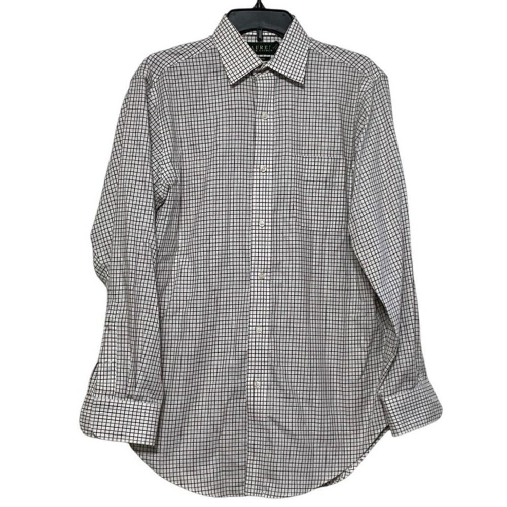 Lauren Ralph Lauren Shirt Size‎ 15 32/33 Blue Tan Green Mens Non Iron Check